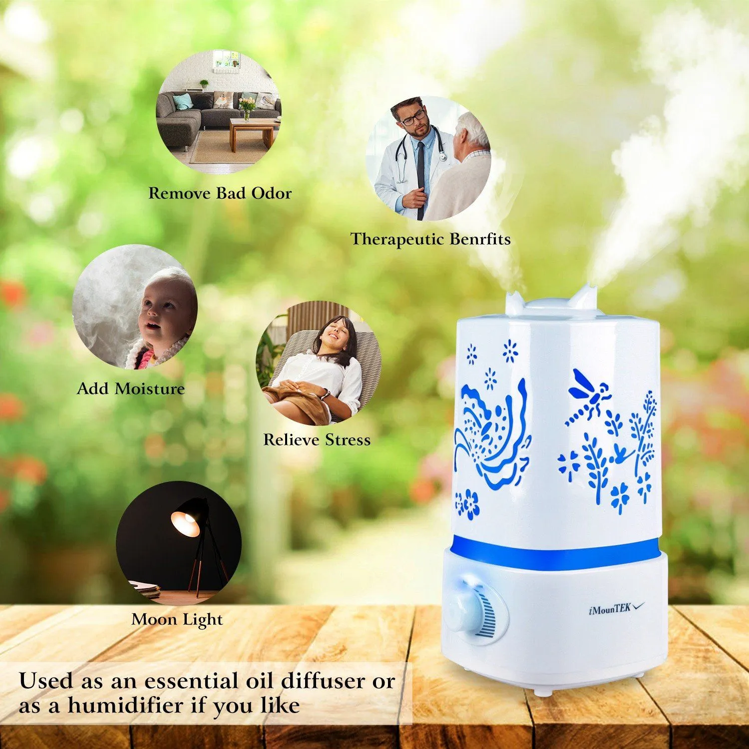 1500ml Ultrasonic Aroma Essential Oil Diffuser