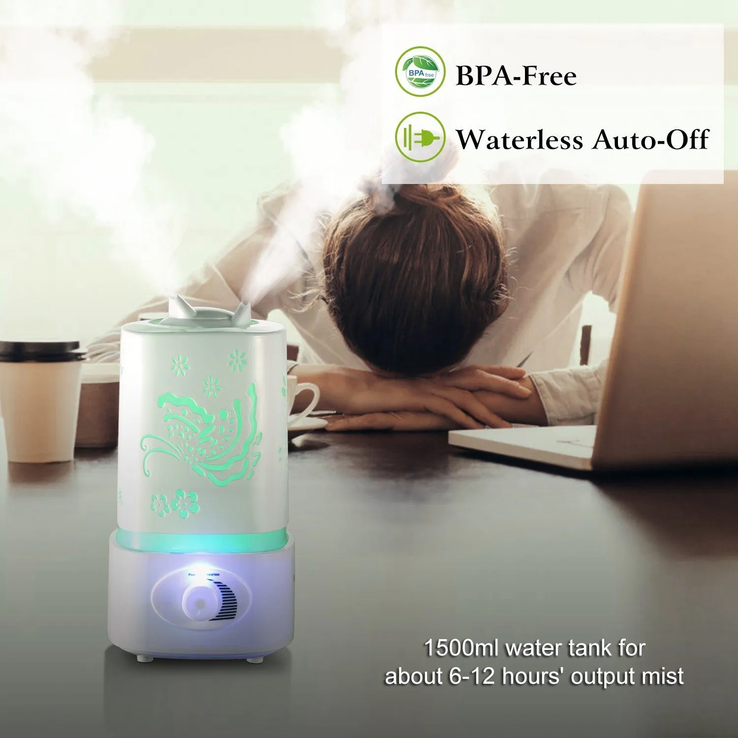 1500ml Ultrasonic Aroma Essential Oil Diffuser