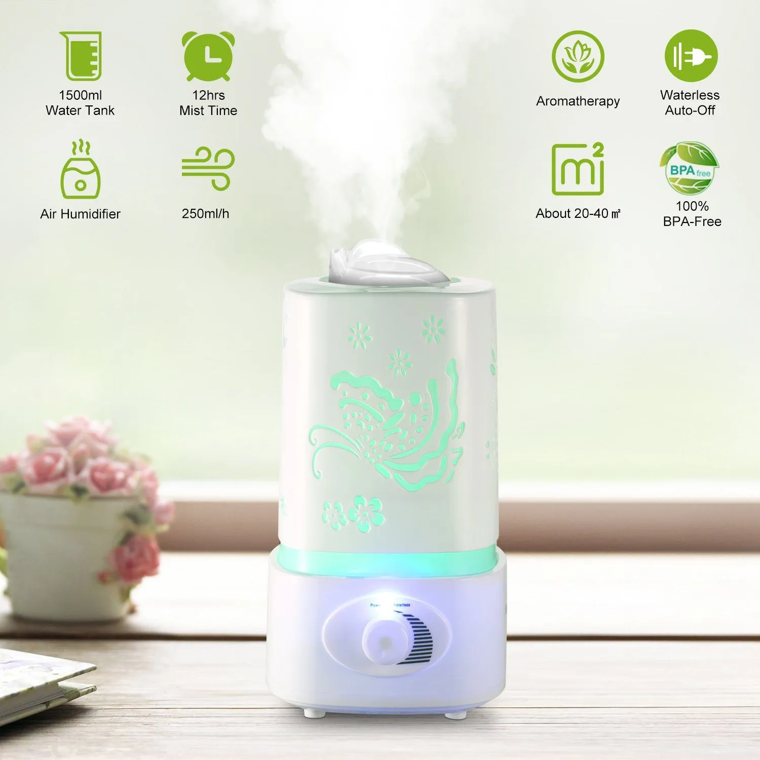 1500ml Ultrasonic Aroma Essential Oil Diffuser