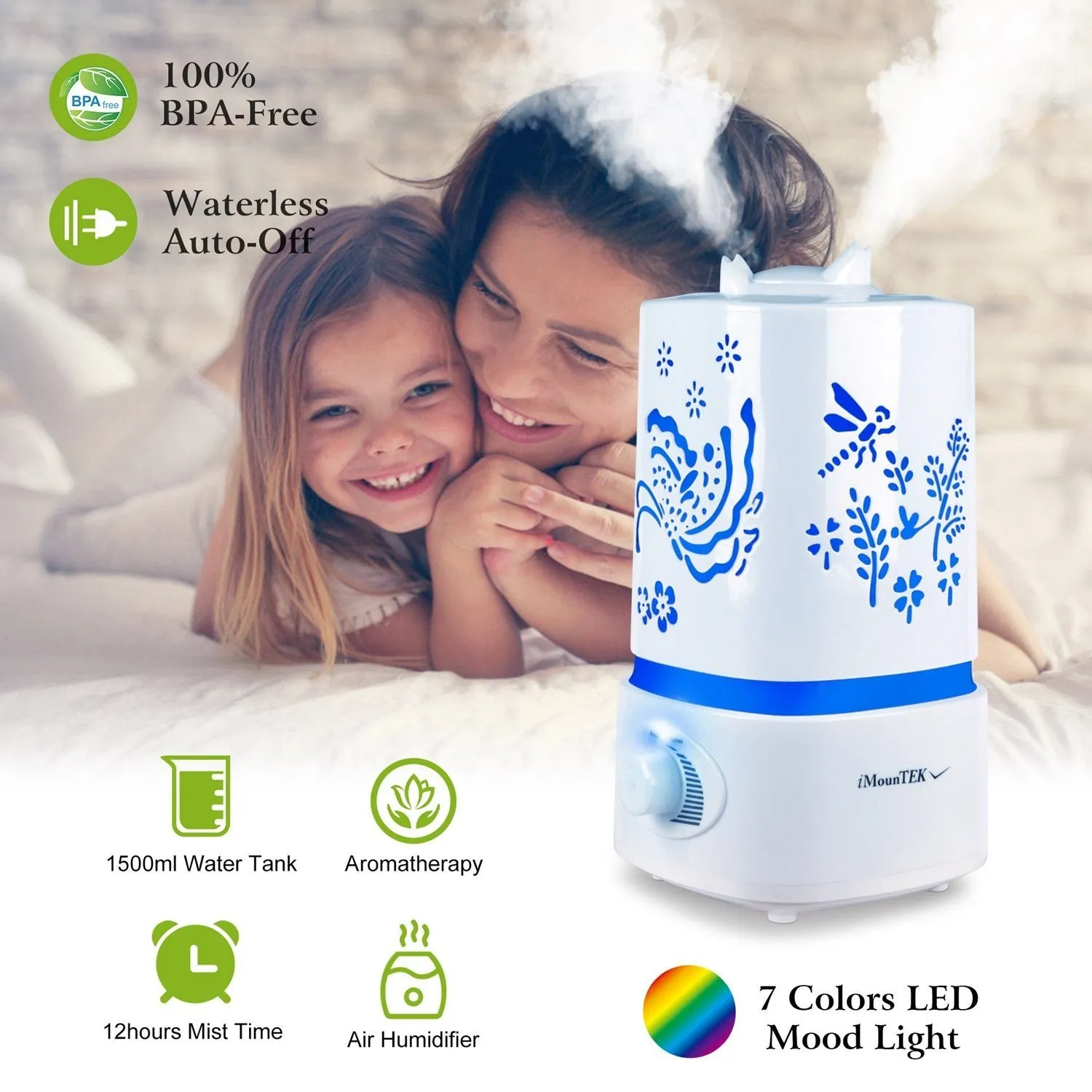 1500ml Ultrasonic Aroma Essential Oil Diffuser