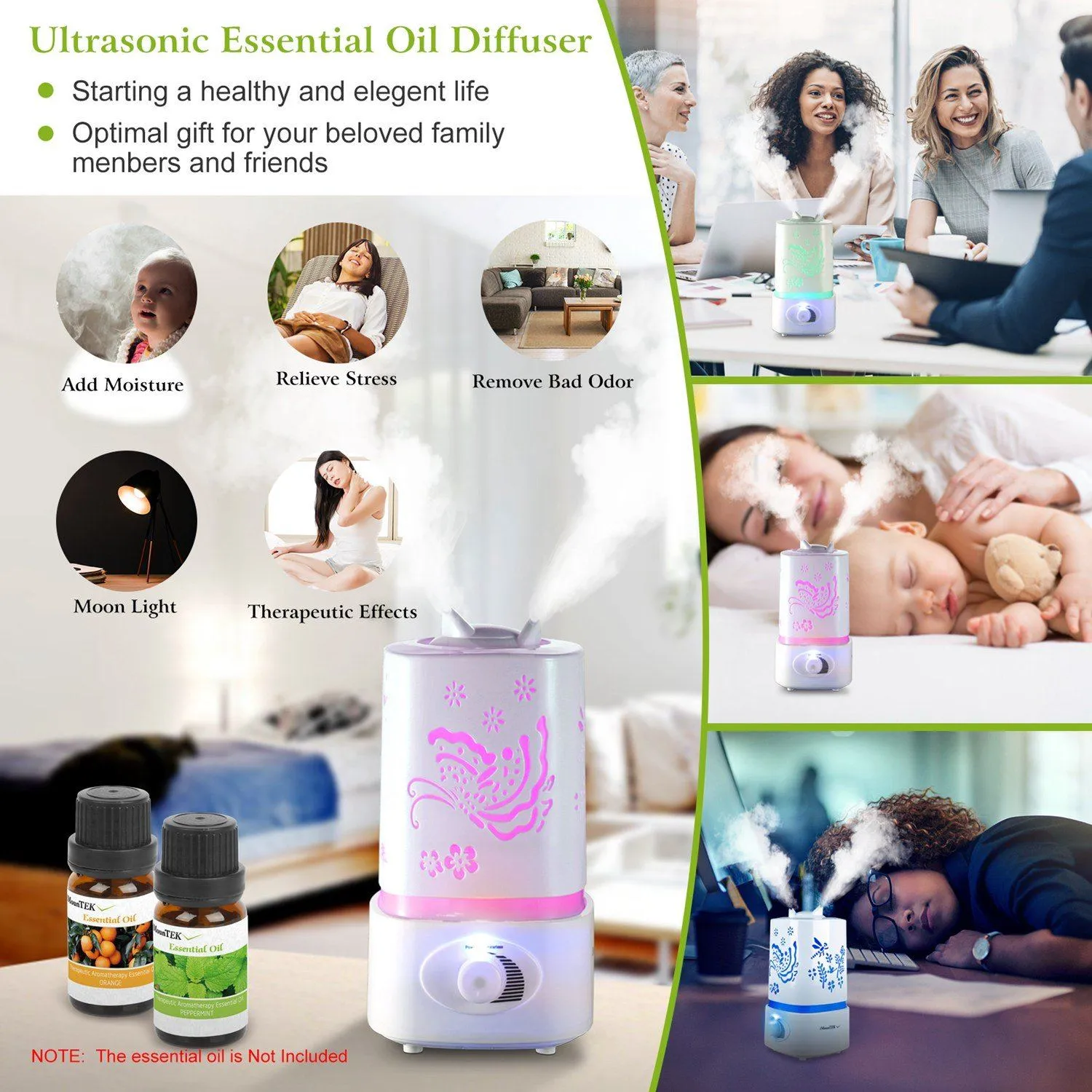 1500ml Ultrasonic Aroma Essential Oil Diffuser