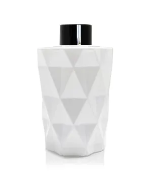 200ml Diamond Cut White Diffuser Bottle - Black Collar