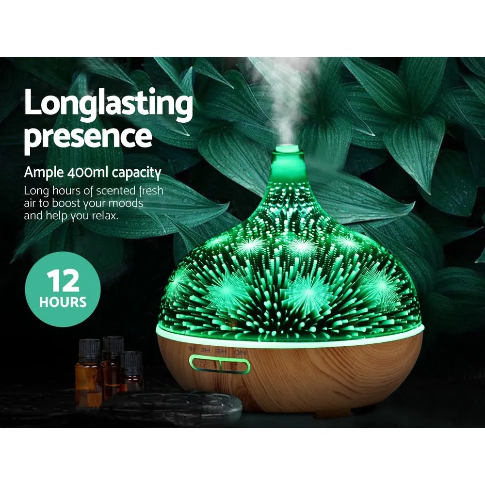 3D Glass Aroma Diffuser 400ml, 4-in-1, Remote Devanti