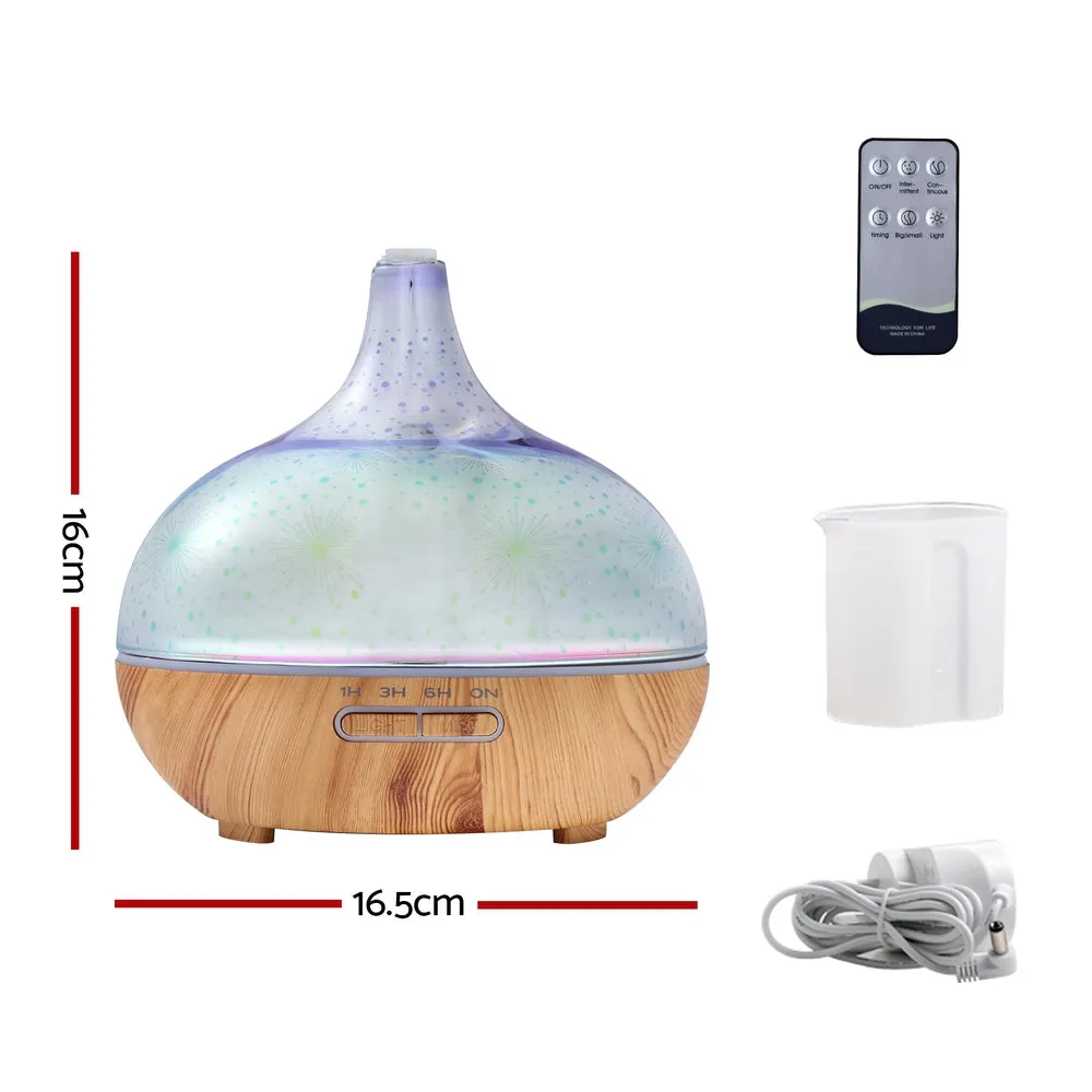 3D Glass Aroma Diffuser 400ml, 4-in-1, Remote Devanti