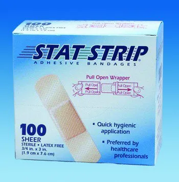 American White Cross Stat Strip Sheer Adhesive Strip, 1 x 3 Inch 100/BOX