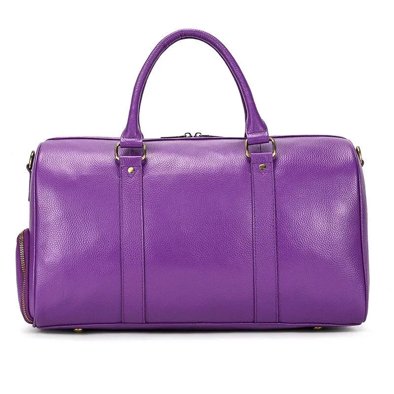 Blue Purple Fashion Duffel Bag Premium Leather Travel Duffel Bag | Men's or Women's Carry-All Duffel - Handcrafted Waterproof Gym Carry-On with Shoe Compartment,