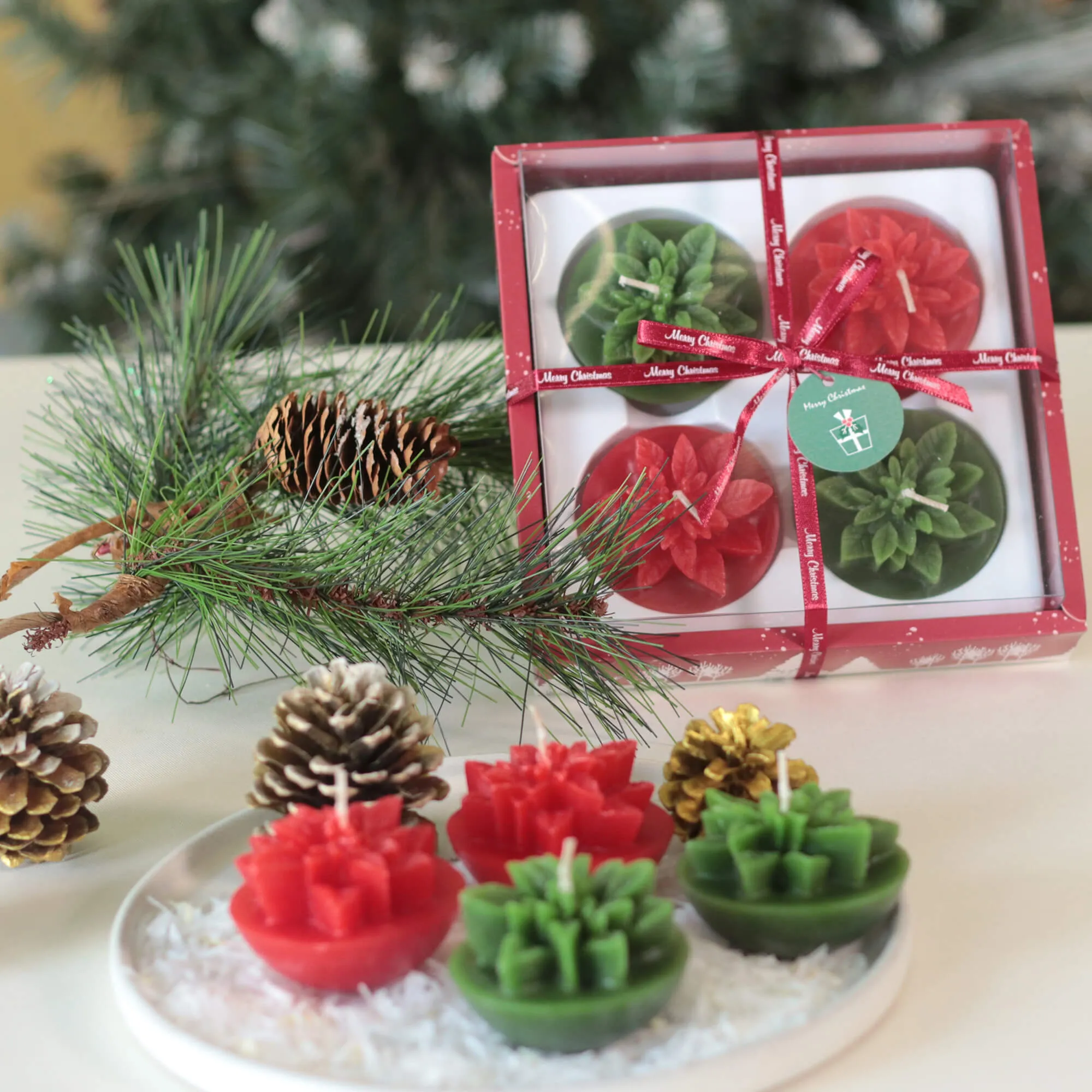 Boxed Poinsettia Votives