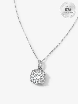 Brilliant Round Halo Necklace