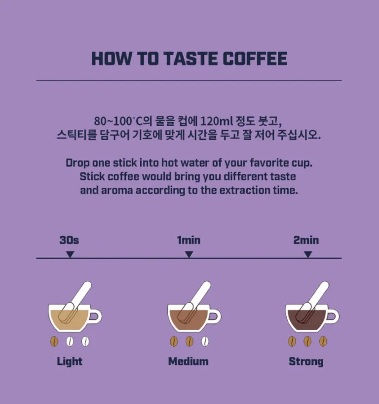 BT21 Stir Berry Stick Coffee Mild Dark Flavor Tea Drink Instant Hand Drip Americano