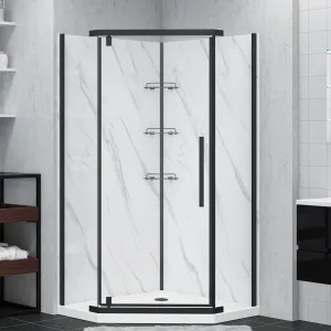 Capri Neo-Angle Shower Kit in Black & Chrome