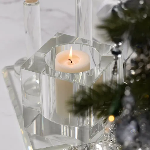 Crisp White Linen 220g Bevelled Crystal Candle by Abode Aroma