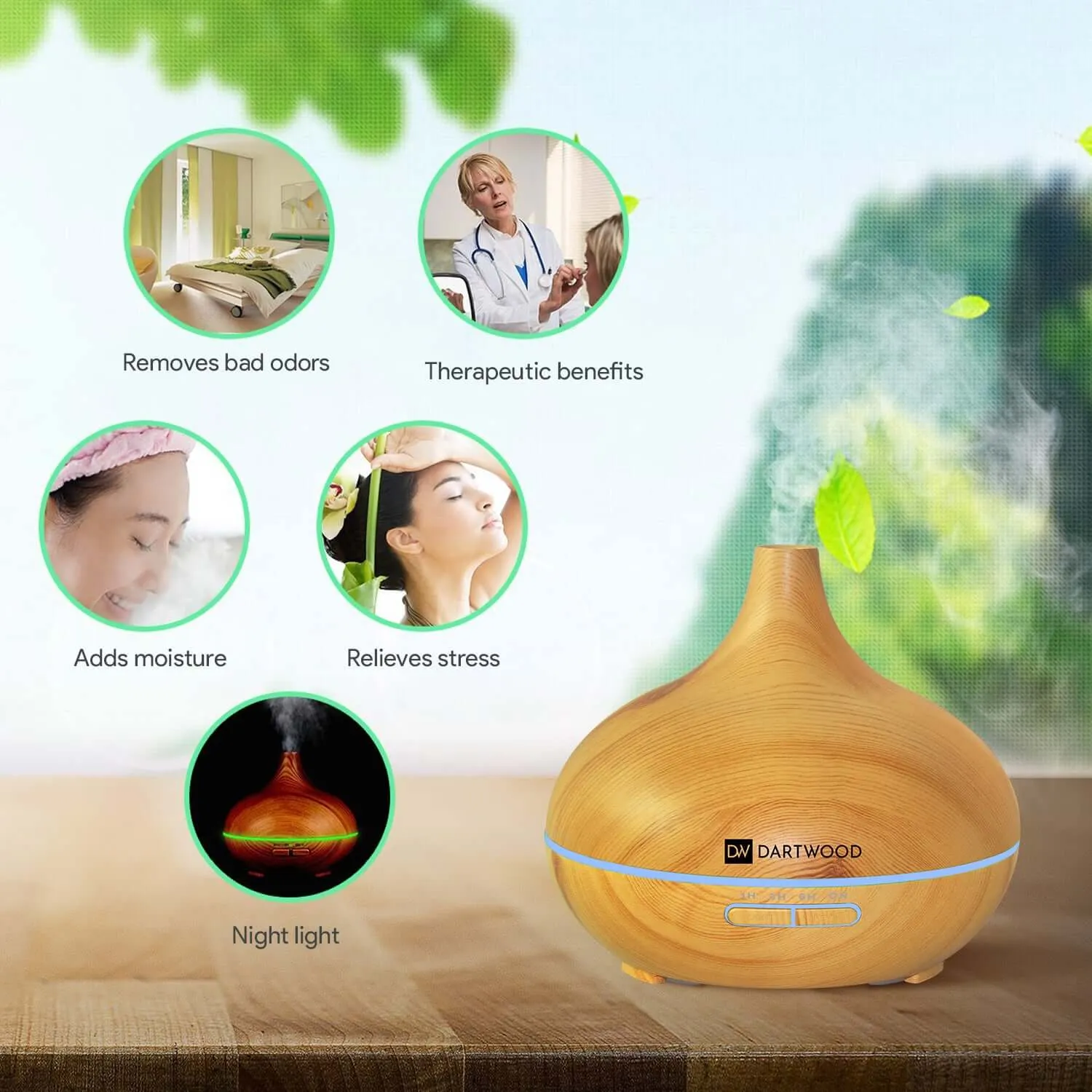 Dartwood Premium Humidifier & Essential Oil Aroma Diffuser