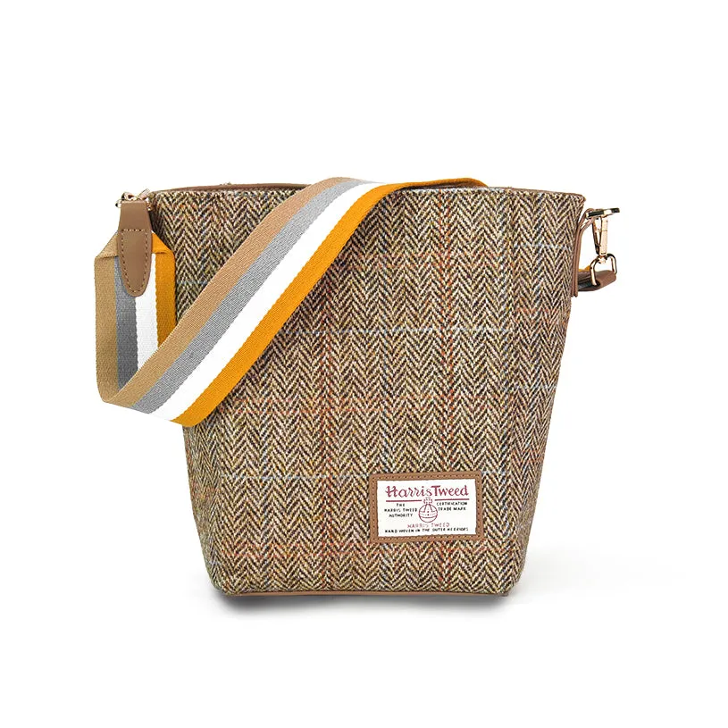 Harris Tweed wide canvas shoulder strap large capacity tote bag-i7bags