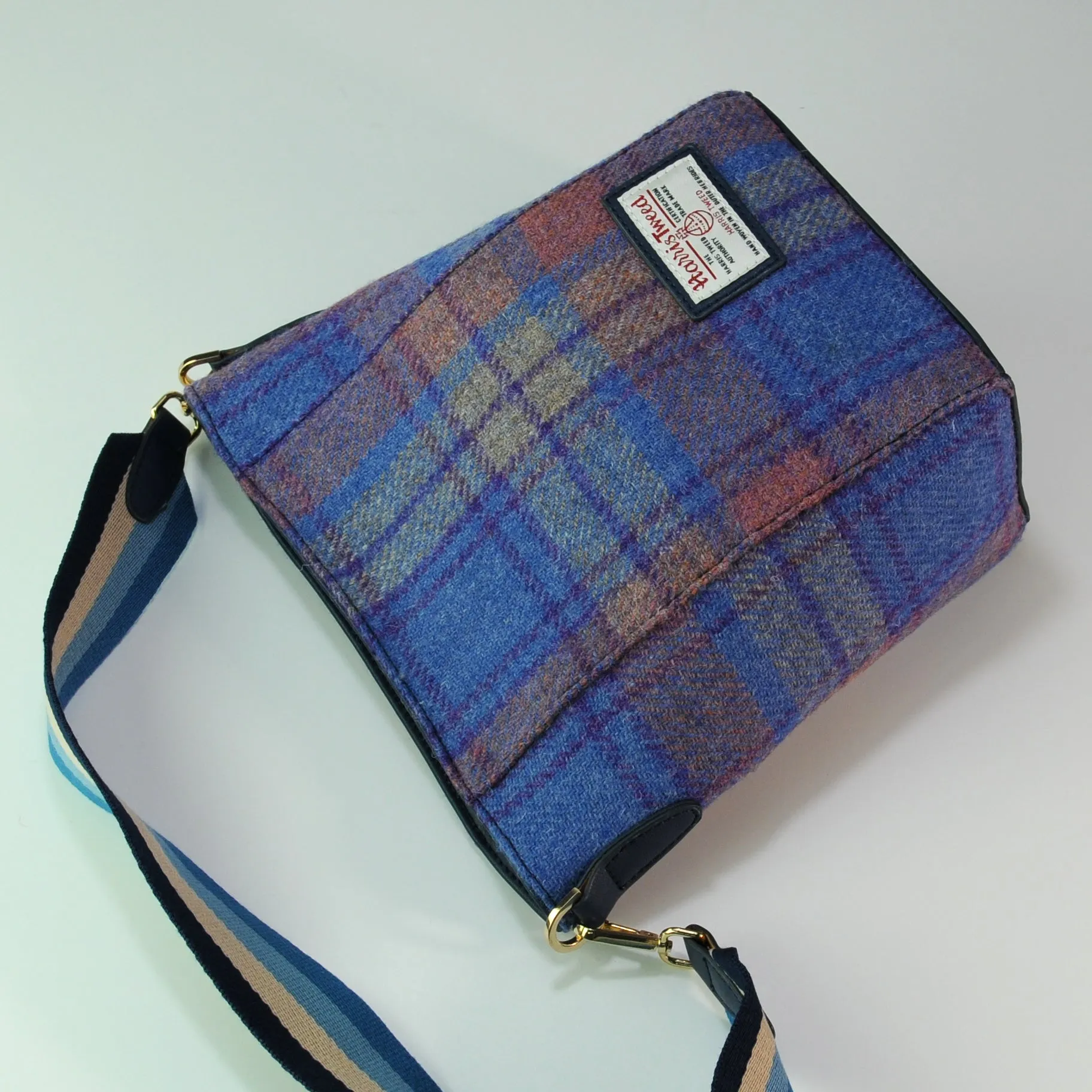 Harris Tweed wide canvas shoulder strap large capacity tote bag-i7bags