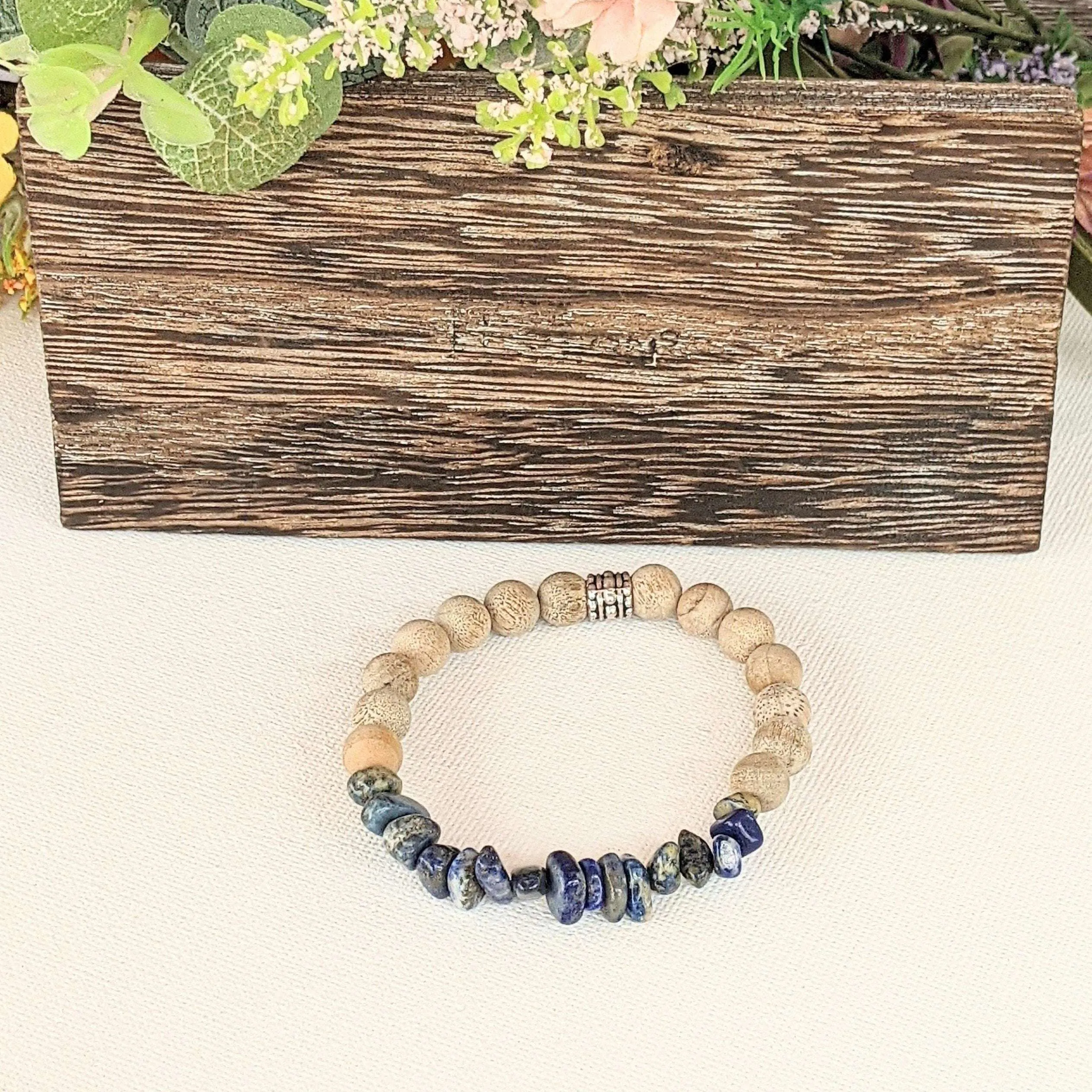 Natural Lapis Lazuli Gemstone Chip Diffuser Bracelet- Wisdom Bracelet