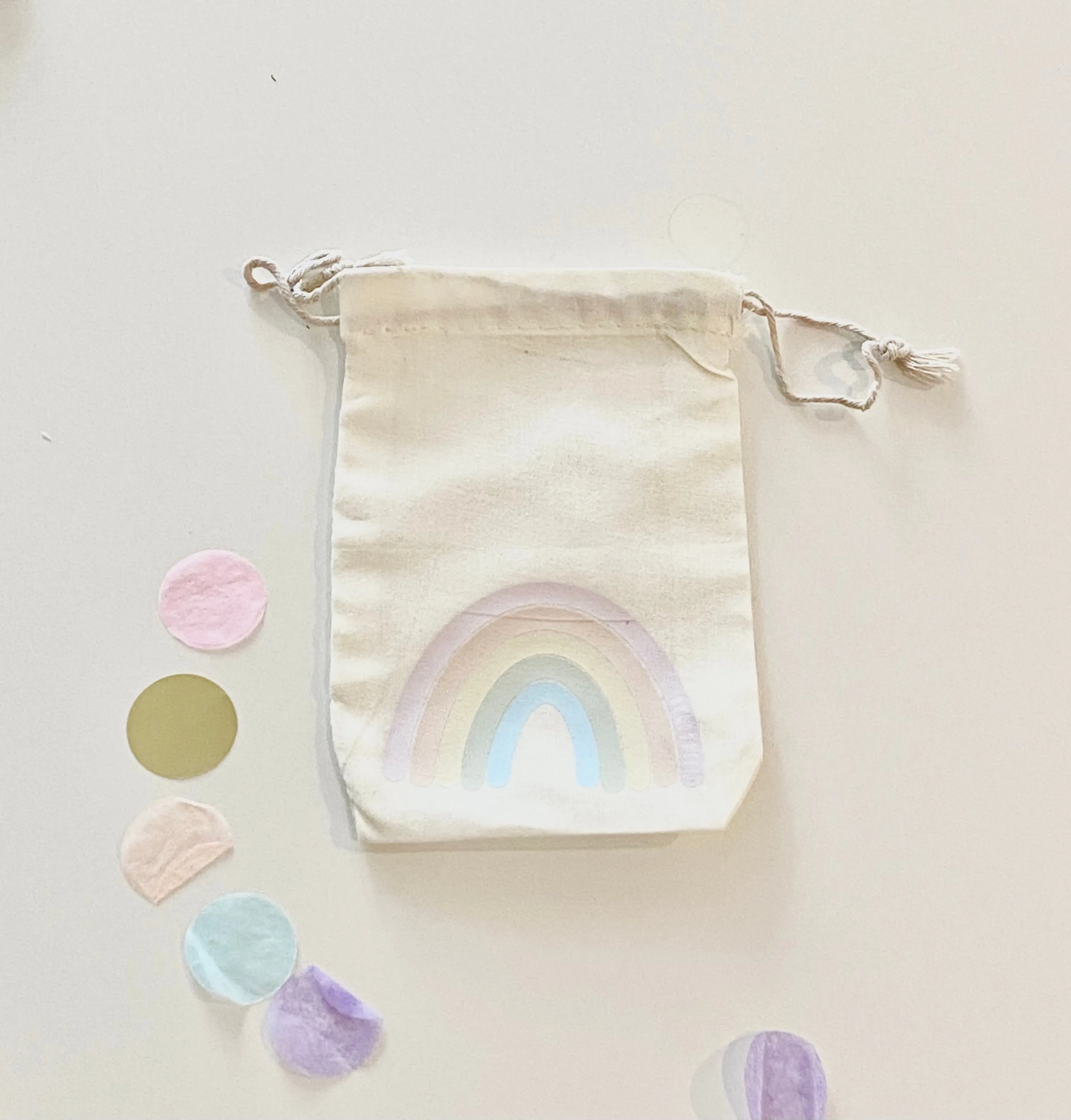 Pastel Rainbow Calico Party Favour Bags - Pack of 5