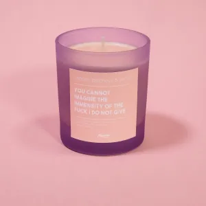 Pepper, Patchouli & Vanilla You Cannot Imagine the Immensity of the Fuck I Do Not Give Frosted Purple Jar Candle