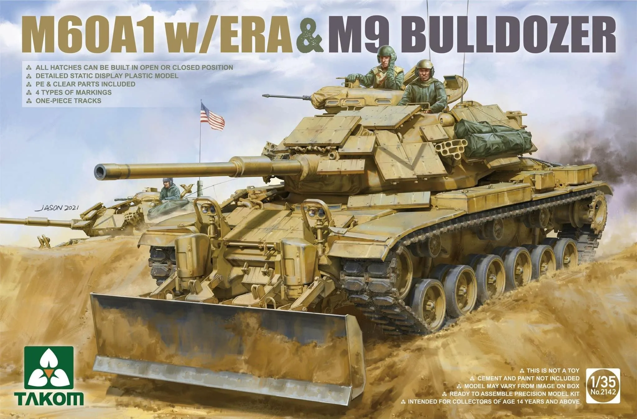 Takom 2142 M60A1 w/ ERA & M9 Bulldozer 1/35 Model Kit