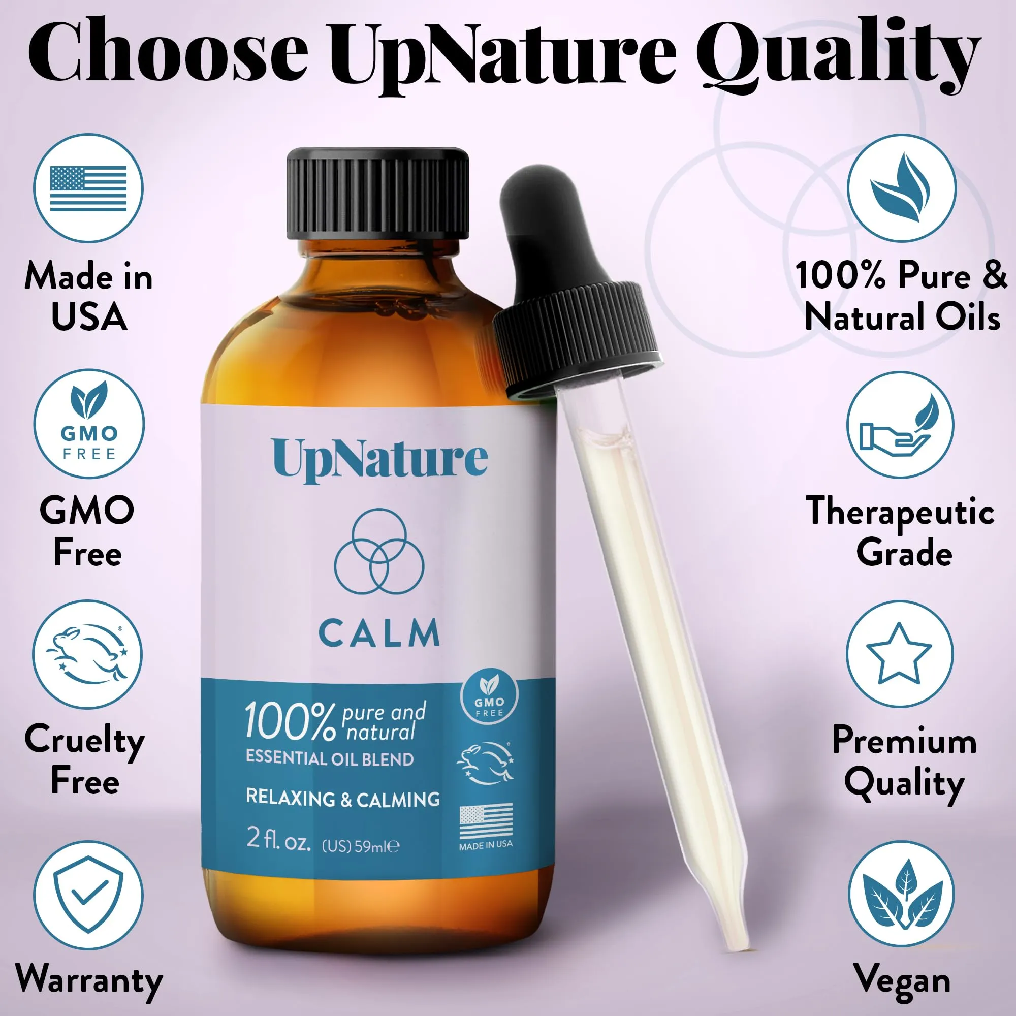 UpNature Calm Essential Oil Blend - 2 oz - Relaxation Gifts for Women - Aromatherapy Oils with Peppermint and Ginger Oil   Undiluted