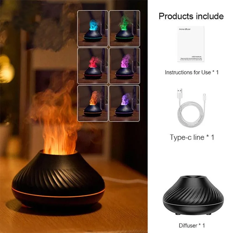 Volcanic Aroma Diffuser Essential Oil Lamp Portable with Color Flame