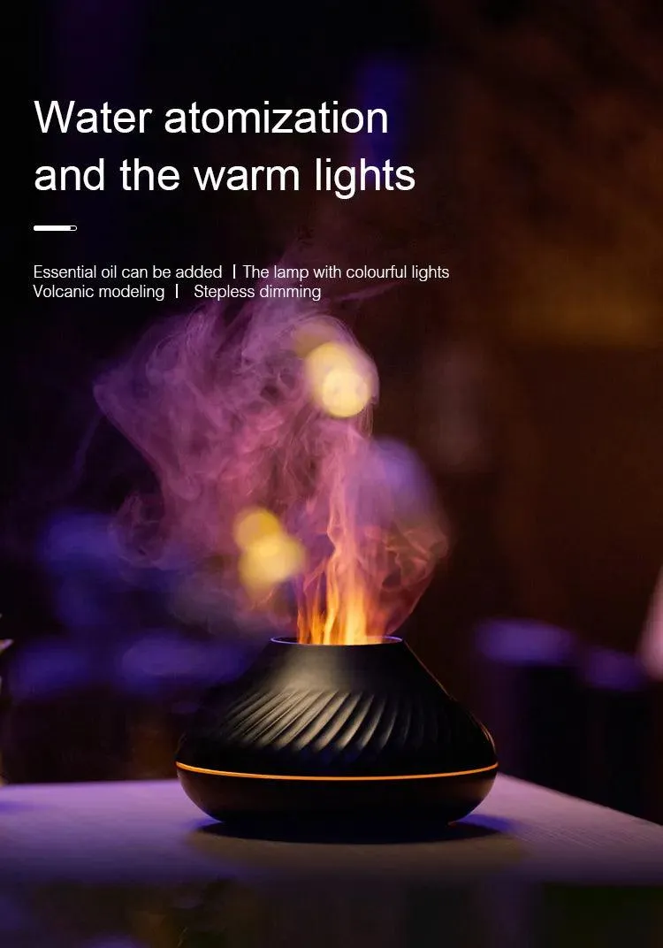 Volcanic Aroma Diffuser Essential Oil Lamp Portable with Color Flame