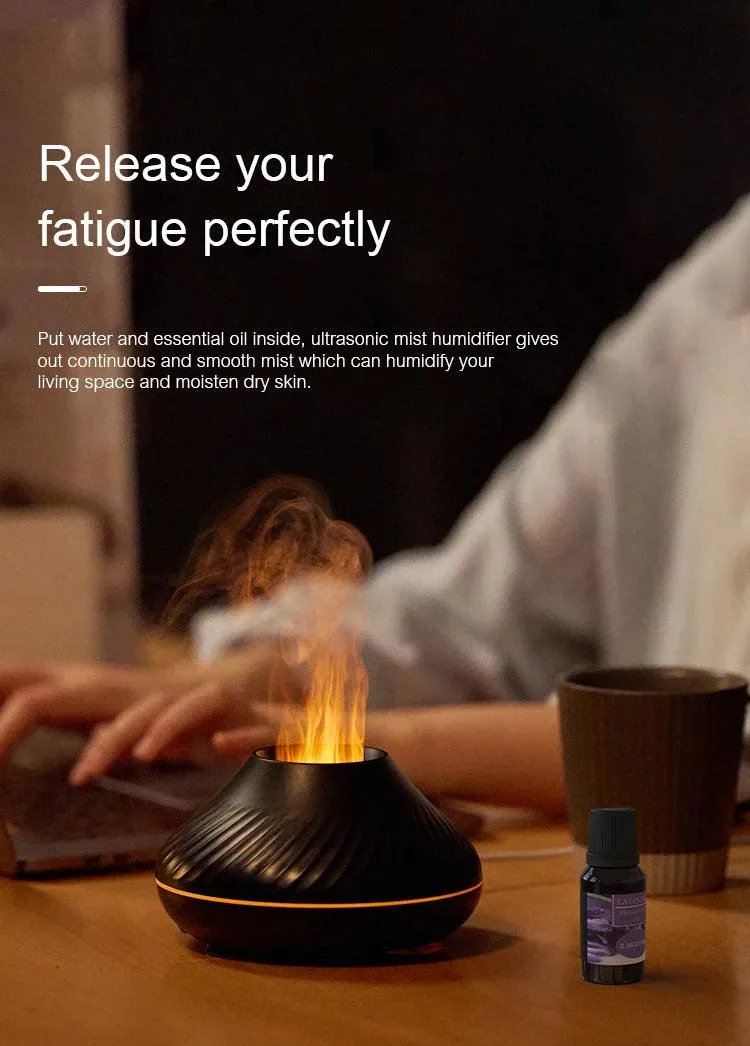 Volcanic Aroma Diffuser Essential Oil Lamp Portable with Color Flame