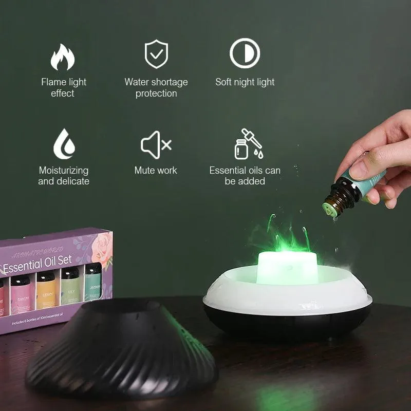 Volcanic Aroma Diffuser Essential Oil Lamp Portable with Color Flame