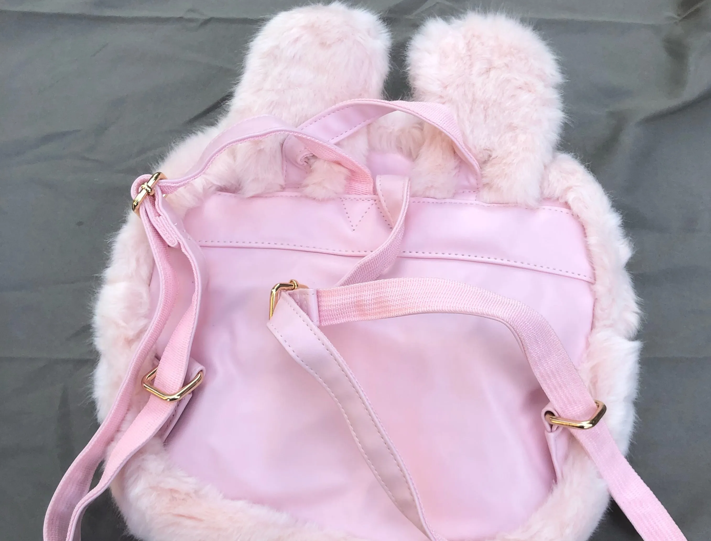 White Bunny Rabbit Doll Plush Fluff Cute Mini School Backpack Bag